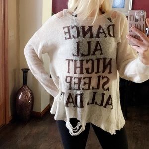 Wildfox white label distressed dance sweater